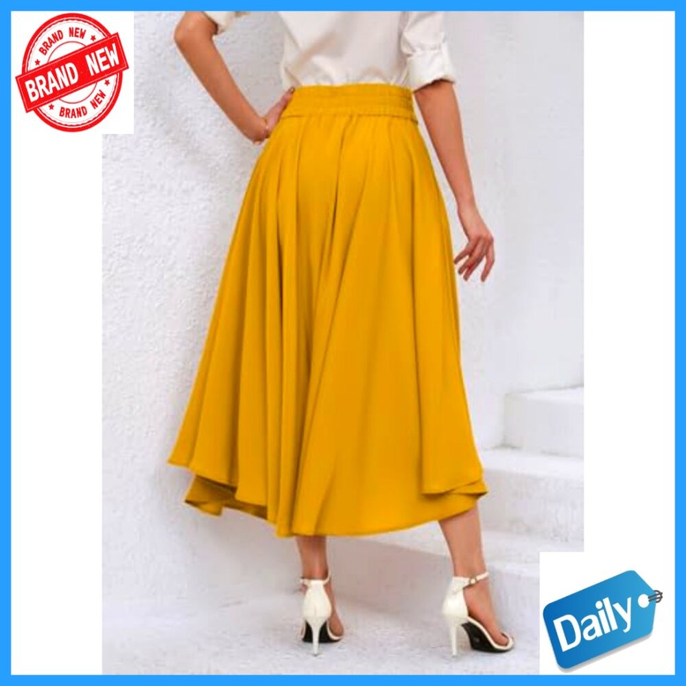 High Waisted Maxi Skirt with Side Slit Pockets Bohemian Style - Picture 5 of 7